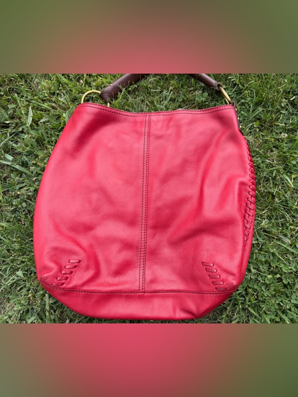 Lucky brand - Whipstitch Red hobo purse - Picture 4 of 16